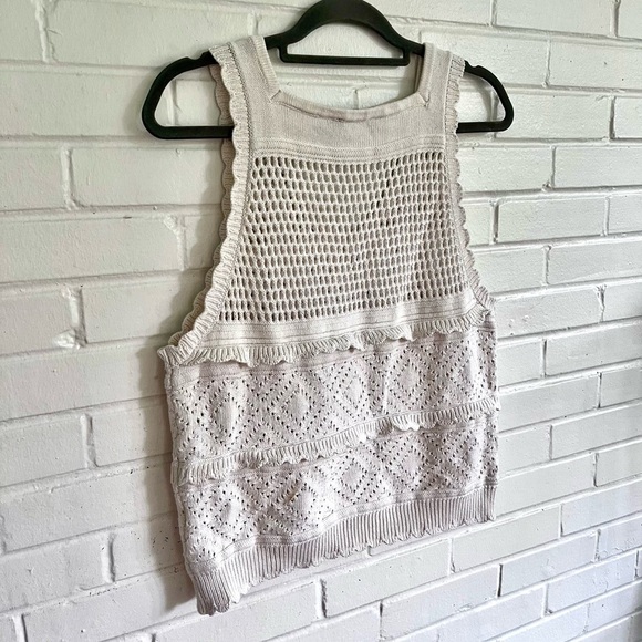 Studio 19 Ivory/Cream Crochet Sleeveless Top, SZ L EUC - Picture 6 of 6